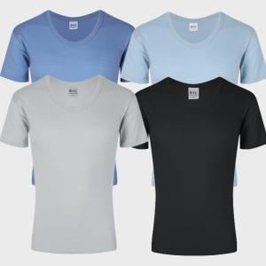 BYC 순면 남성 반팔 런닝 티셔츠 비즈니스 U넥 남자 컬러 색상 블루 회색 파랑색 BYE1003