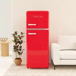 쿠잉 레트로 소형냉장고 REF-D121 레드 2도어 투도어 미니 원룸 사무실