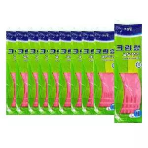 크린랩 고무장갑 천연라텍스 고무장갑 분홍 대 10개