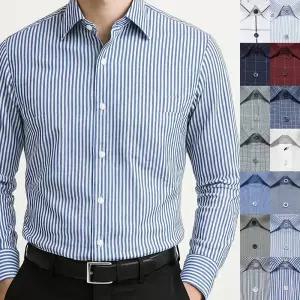 남성용 빅사이즈 (95~120) 긴팔 패턴 와이셔츠 21종