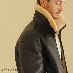 [보스룸][BOSROOM]남성 타렌 도톰한 천연 양털무스탕자켓 B3 블랙베이지