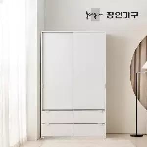 장인가구 코라 슬라이딩 옷장 2단서랍 행거형 1200