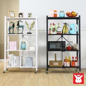 [제이큐]수납선반 수납장 철제 원터치 이동식 팬트리 폴딩선반 렉 4단 5단