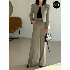 [하프클럽/모리스커밍홈]로미 라운드자켓 슬랙스 셋업_M2502SE004A