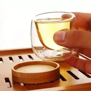 이중 내열유리 찻잔 우드 받침대 50ml WFBBC03