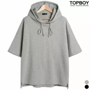 [하프클럽/탑보이]쭈리 옆트임 오버핏 후드 반팔티 (GL001)