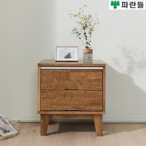 [착불배송] 파란들가구 고무나무원목 한줄화이트 450 협탁 2단서랍장