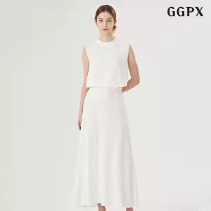 [GGPX]민소매 밴딩 니트 플레어 롱 스커트 셋업 (GOBOW016D)