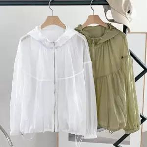 여성 나일론 절개라인 바스락 후드 바람막이 점퍼