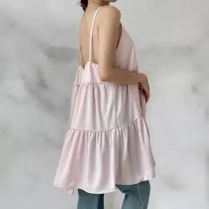 여성 페스티벌 스타일 백리스 오버사이즈 캉캉 스트랩 미디 드레스