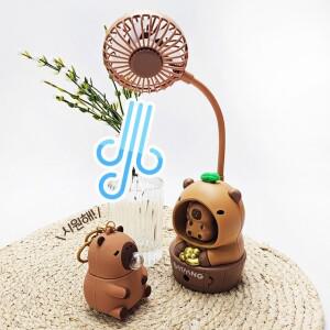 카피바라 미니 탁상 무드등 연필깎이 선풍기 C타입 충전