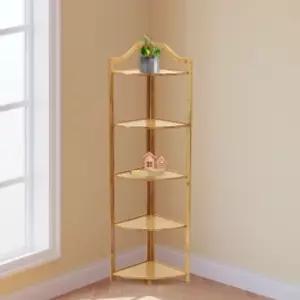 홈테리어대나무5단수납선반원목모서리장코너장