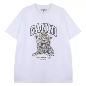 라프리마  화이트 베이직 저지 레오파드 릴렉스드 티셔츠 T4124-943