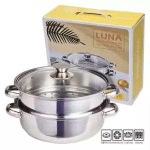 스테인레이스 2단 찜기 스텐찜통 전골냄비 인덕션 찜솥 채반 28cm 선물세트 스텐 2단 고구마 생선