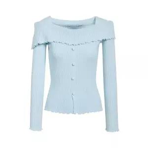 [JJ지고트](대전신세계)프릴 오프숄더 버튼 니트 GRAN1PO181