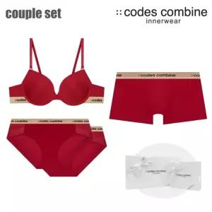 [롯데백화점]코데즈컴바인 이너웨어 베이직 레드[몰드브라+팬티2+드로즈] 커플속옷세트 (CEWBRBPDR961RD)