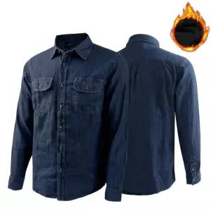 2장세트 마마로 빅사이즈 남성 기모 겨울 셔츠 데님 작업복 청남방