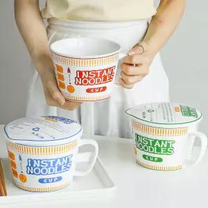 뚜껑 컵 라면 용기 포함 세라믹 1L 3color 시리얼볼 전자 우동기 손잡이 오븐 그릇