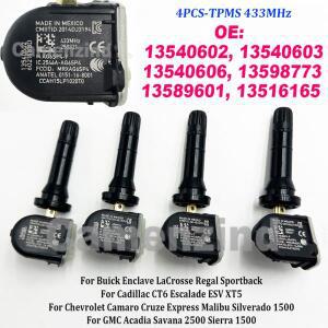 4PCS 433Mhz TPMS 타이어 압력 센서 13540602 13589601 13516165 쉐보레 카마로 크루즈 임팔라 말리부용