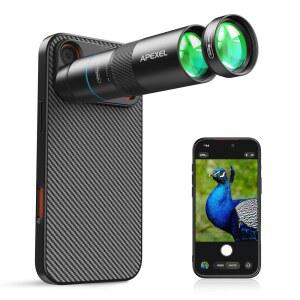 APEXEL 10배 텔레 매크로 프로 듀얼 렌즈 2-in-1, 휴대용 클립온 망원 17 최대, 여행, 콘서트, 탐험을 위한 사진 촬영