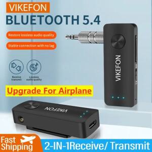 VIKEFON Bluetooth 5.4 오디오 수신기 송신기 3.5mm AUX 비행기 헤드셋 차량용 키트 PC TV 스피커 용 스테