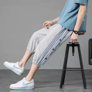 남자 학생 트레이닝복 청소년 여름 스트라이프 칠부바지 데님 심쿵희망