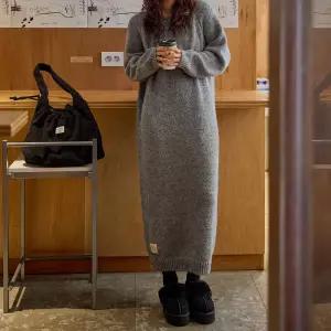 나그랑 니트 롱 원피스 긴팔 라운드넥 H라인 여성 빅사이즈