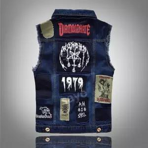 남성 데님 라이더 청조끼 찢청 그레이 청자켓 조끼