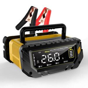 26암페어 배터리 충전기 6V/12V/24V 자동차 및 유지보수기 리튬 LiFePo4 납산용 트리클 AGM/젤/SLA... 오토바이 잔디 깎는 기계 해양용 스마트 딥 사이클 충전기...