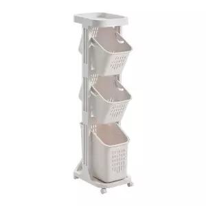 틈새 빨래 바구니 3단 햄퍼 다용도 수거함 라탄 2단