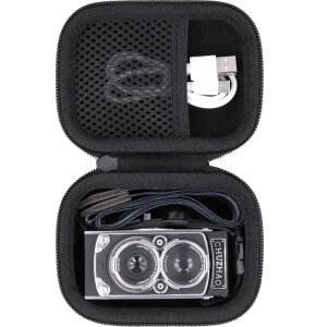 CHUZHAO 빈티지 미니 디지털 카메라용 바발 카메라 케이스, 휴대용 TLR 스타일의 레트로 컴팩트 스몰 포켓 오토포커스 카메라(블랙 케이스)와 호환됨