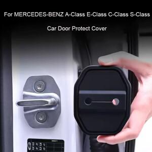 메르세데스 호환-벤츠 호환 A C E S-클래스용 자동차 실리콘 도어 리미터 댐퍼 패드 4개 체크 암 보호 커버