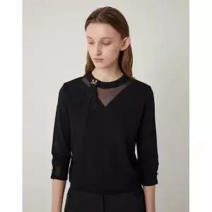 [하프클럽/올리비아로렌]브이배색 니트블라우스_VOCBL3F8231