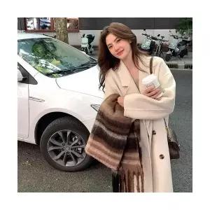 여자모직코트 핑크 모직 코트 가을 겨울 ible4