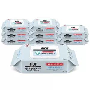 리꼬 데일리 소독티슈 캡형 60매 x9개 (1박스) 알콜물티슈 손소독 세정제균 {QHJ}