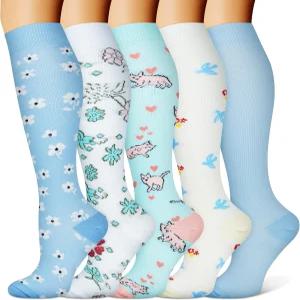 남성과 여성 달리기 클라이밍을 위한 최고의 운동 및 데일리 운동용 페이헤이 구리 압축 양말(5켤레)