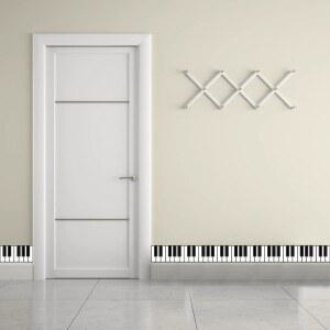 3D 벽 스티커 피아노 테두리 비닐 PVC 데칼 - 7.8인치 X 3.9인치 섹션 10개 세트 탈착식, 방수 기능 포함