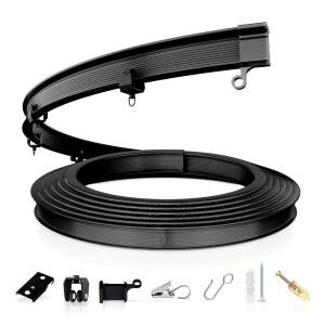 AJAZZ 유연한 구부릴 수 있는 천장 커튼 트랙 마운트, 곡선 로드, 9.8피트(3m), 검은색, 샤워 벽 분할