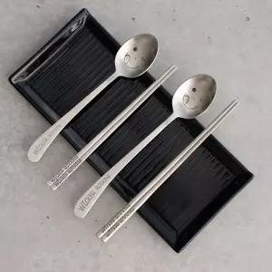 윙크 스마일 스텐 수저 세트 성인 학생 외국인 선물 수저젓가락세트