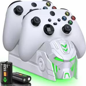 Xbox One 컨트롤러와 호환되는 충전 스테이션 2X 5520mWh 배터리 Series S /X /One X-White와 고속 충전식