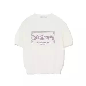 매장정품 CODEGRAPHY 코드그라피 CGP (우먼) 로고 크롭 반팔 니트_화이트 CBDUWKS003WH 842750