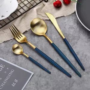 고급 6인용 커트러리 세트 모던 스텐 양식기 골드블루
