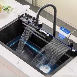 폭포 싱크볼 디지털 카페 디자인 DS D5 블랙 씽크볼 싱크대 폭포수 멀티싱크볼