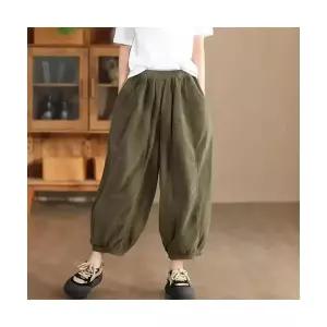 뚜에스틸로 여성 가을바지 배기핏 팬츠 바지 가을 빈티지 면 코듀로이 배기 입체 조거 캐주얼 ADOR3