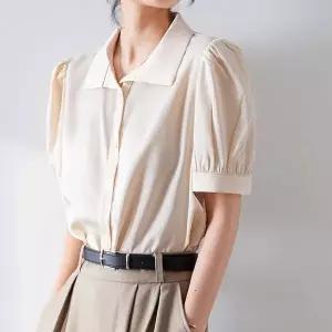 [하프클럽/]부드러운 여성 여름 퍼프 소매 셔링 셔츠 블라우스