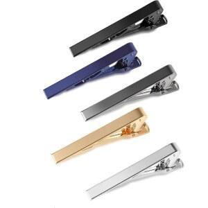 남성용 비빈 5P 타이 클립, 5가지 다양한 색상의 바, 비즈니스, 결혼식, 기념일, 아버지의 날 선물 및 일상 생활을 위한 스테인리스 스틸 클립