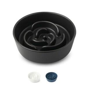 작은 개와 복부 방지 위한 사료 애완동물 도움, 볼, 안전(미드나잇 식사, 고양이를 미끄럼 슬로우 데 6인치 및 퍼즐 빠른 개 소화불량을 무거운 접시, 디자인, 세라믹 팽만감 줄이는 블랙) 피더 식기세척기