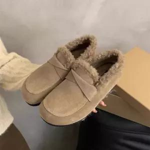 여자 신발 발편한 운동화 워킹화 빈티지 버켄슈즈 겉가죽 기모 로퍼 추동 소프트 힐 스웨이드 털 솜 슈즈 M