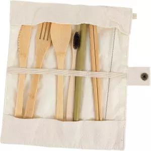 베베모코 대나무 식기 재사용가능 케이스 빨대 브러쉬 접이식 그릇 야외 활동용