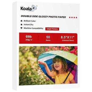 코알라 사진 용지 8.5X11인치 헤비급 양면 광택 50매 260gsm 잉크젯 프린터로만 호환 가능